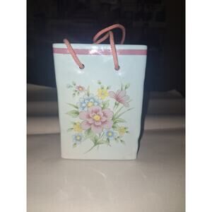 Vintage‎ FTDA 1986 Cottagecore Decor Ceremic Gift Bag Vase Pen/Pencil Holder